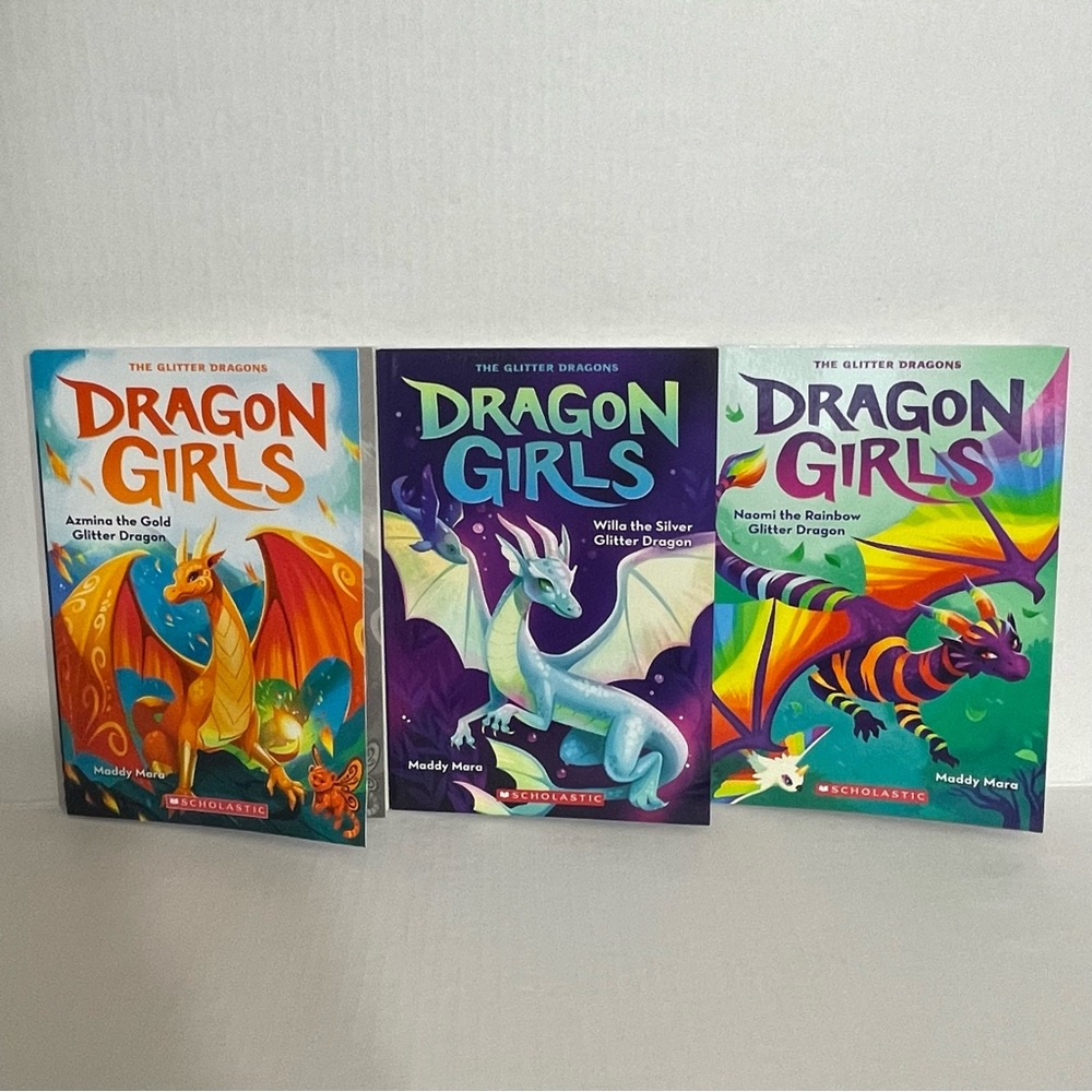 Dragon Girls book series - #1, 2 and 3. by Maddy Mara, the Glitter Dragons
